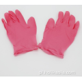 Różowe rękawiczki do egzaminu jednorazowego nitrylowego średnie